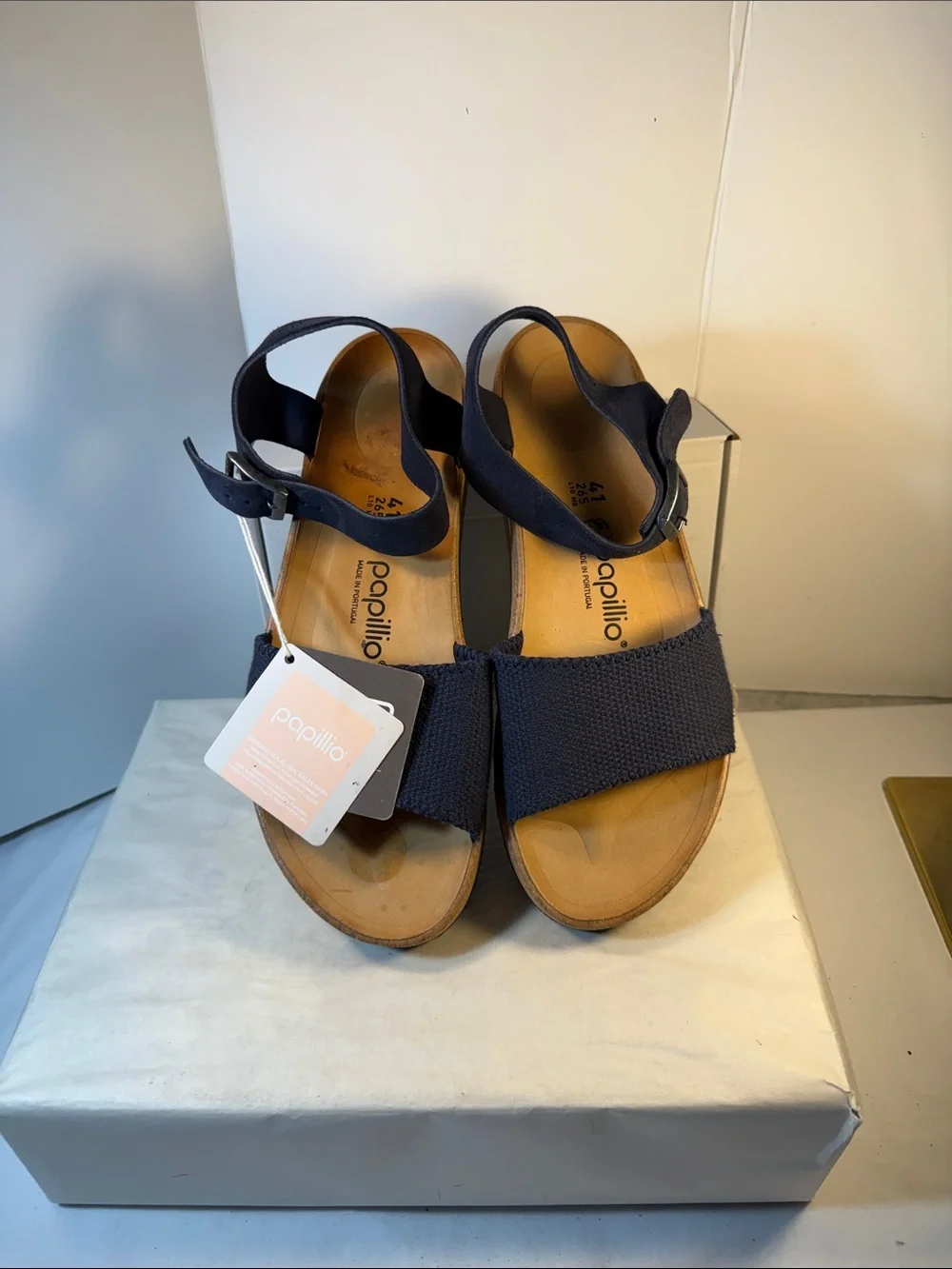 Papillio Navy Blue Cork Platform Sandals